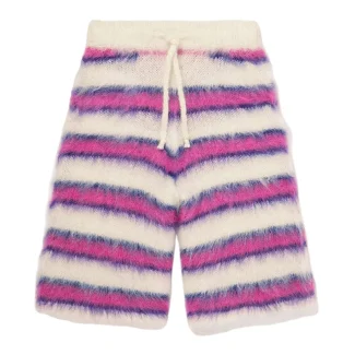 Men Mohair Shorts Winter Knitted Pants Striped Mohair Blend Sweater Drawstring Men Mohair Shorts
